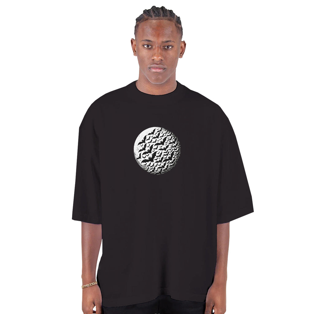 Bats by Moon Men Oversized Drop - Shoulder Crewneck T-Shirt | Shaka Wear SHGDD - DazeRoom