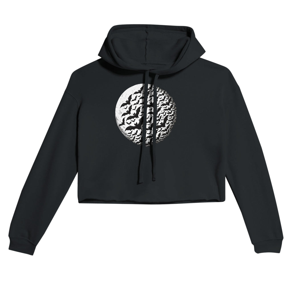 Bats by Moon Women's Cropped Hoodie | Bella + Canvas 7502 - DazeRoom