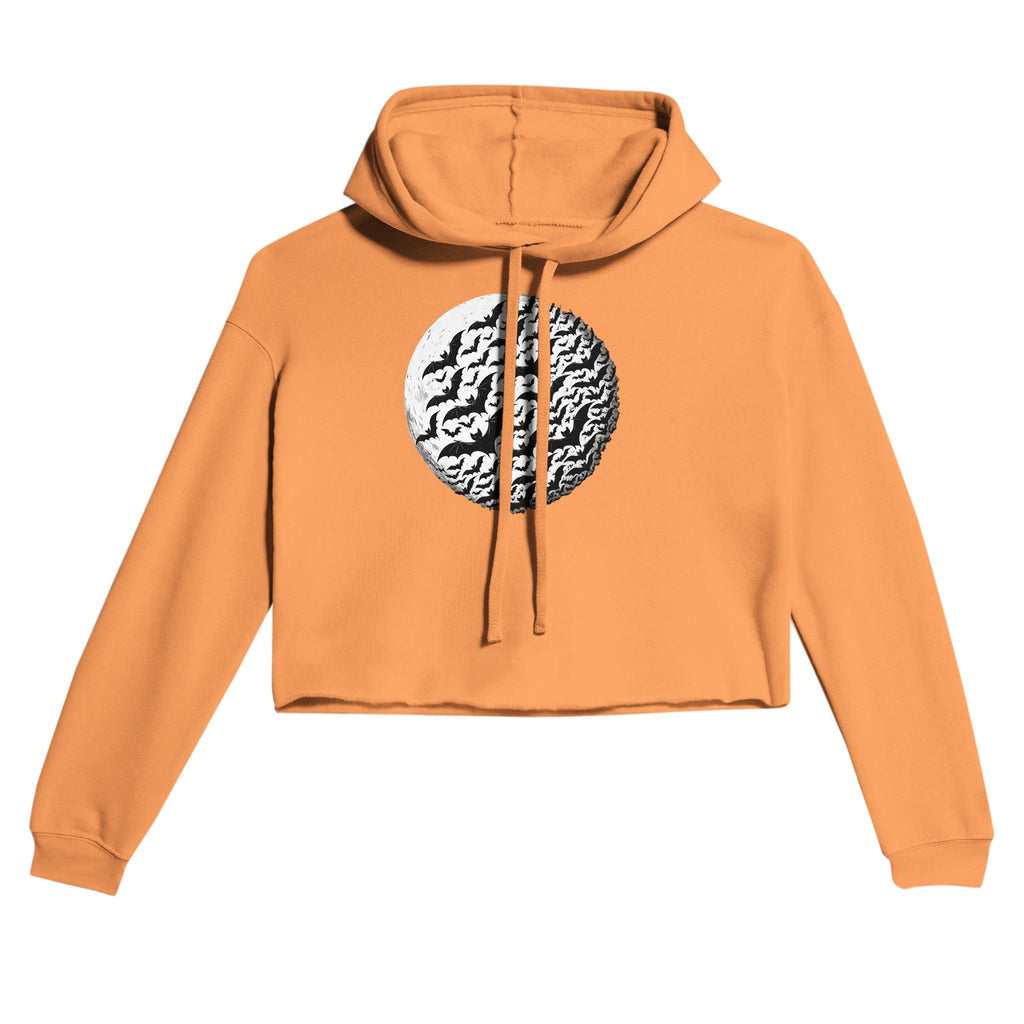 Bats by Moon Women's Cropped Hoodie | Bella + Canvas 7502 - DazeRoom