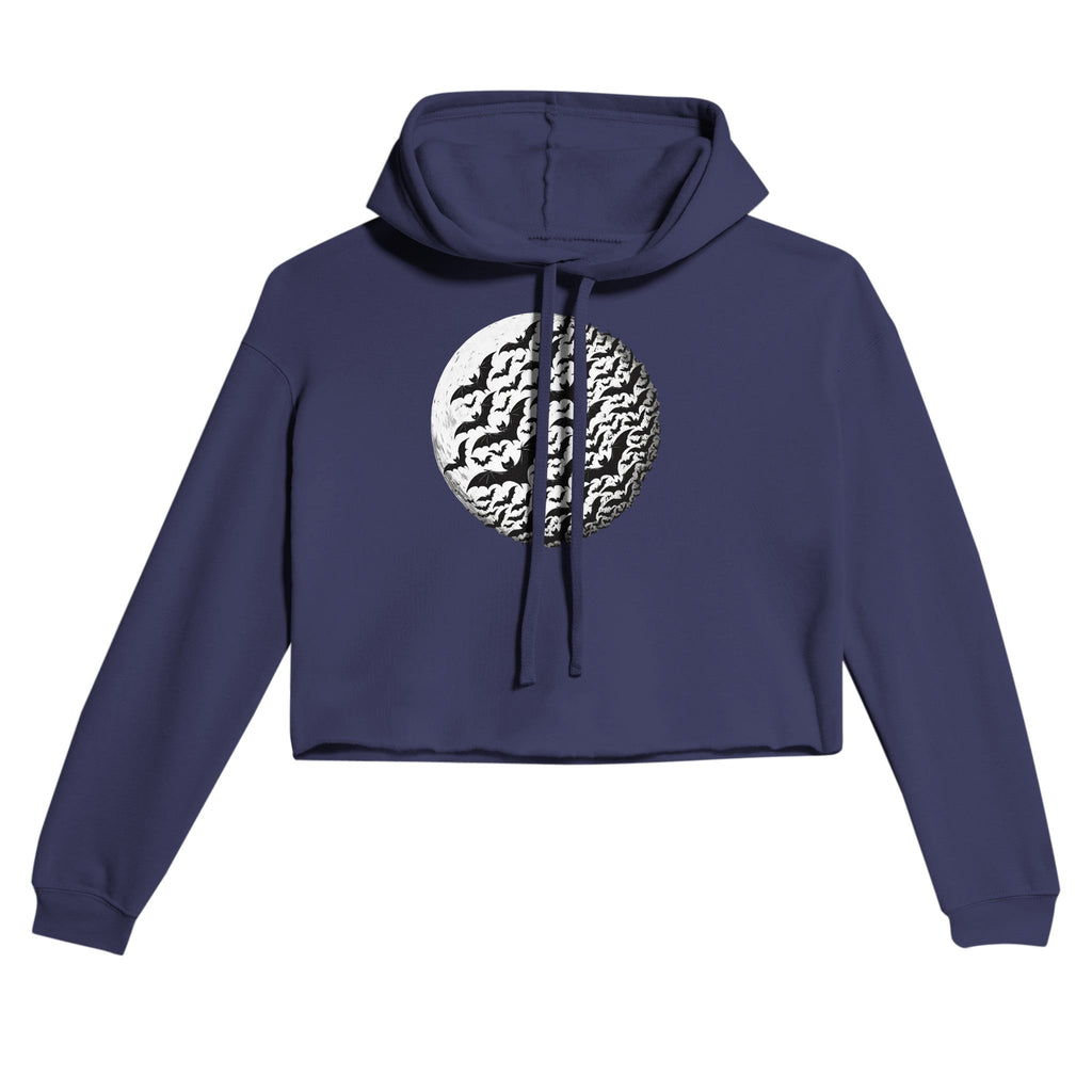 Bats by Moon Women's Cropped Hoodie | Bella + Canvas 7502 - DazeRoom