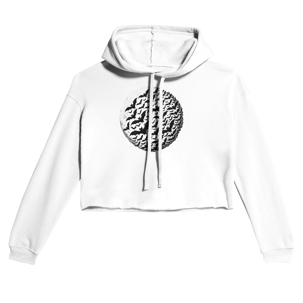 Bats by Moon Women's Cropped Hoodie | Bella + Canvas 7502 - DazeRoom