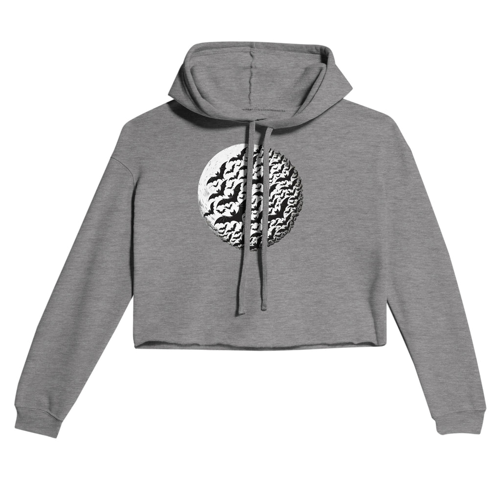 Bats by Moon Women's Cropped Hoodie | Bella + Canvas 7502 - DazeRoom