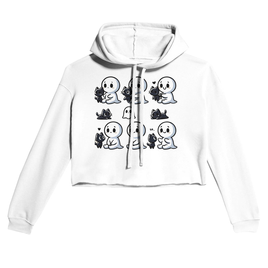 Boo Bonds with Kitten Women's Cropped Hoodie - DazeRoom