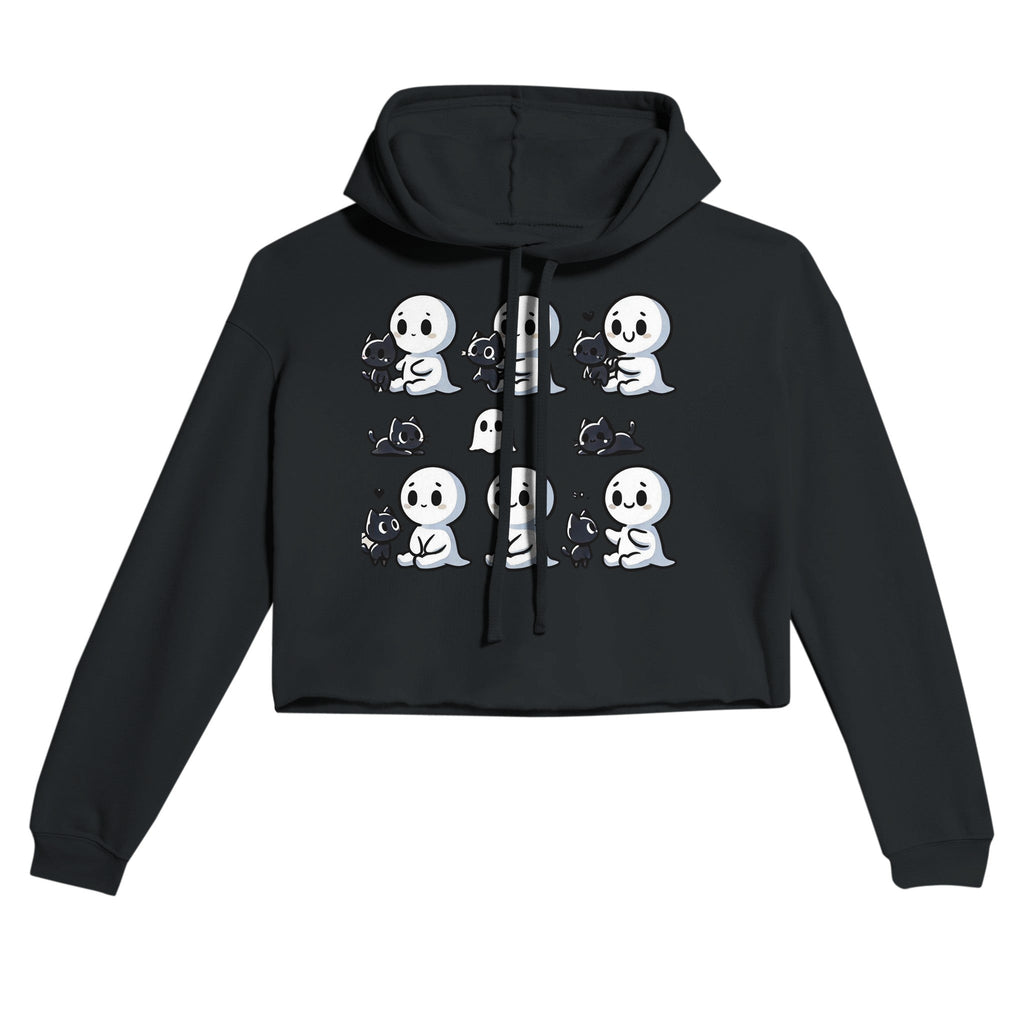 Boo Bonds with Kitten Women's Cropped Hoodie - DazeRoom