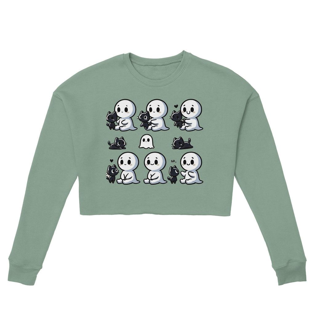 Boo Bonds with Kitten Women's Cropped Sweatshirt - DazeRoom