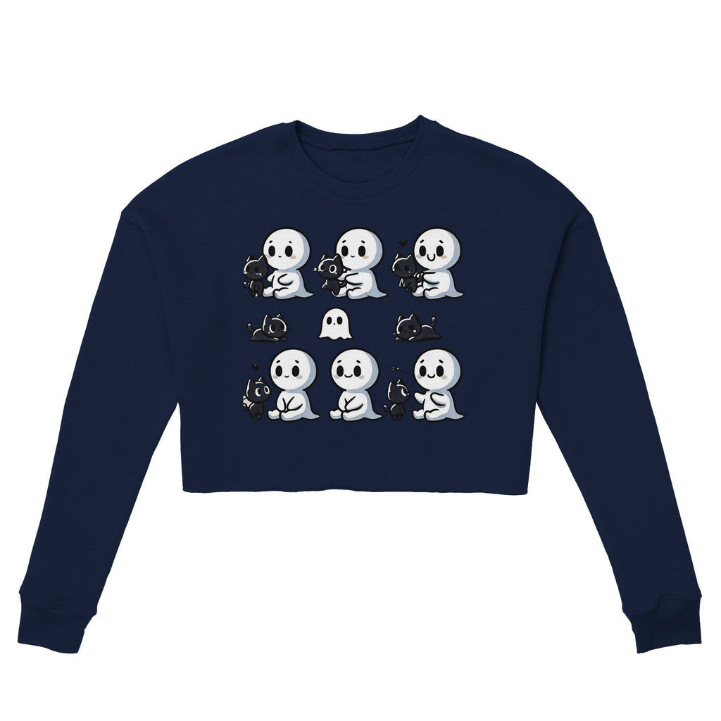 Boo Bonds with Kitten Women's Cropped Sweatshirt - DazeRoom