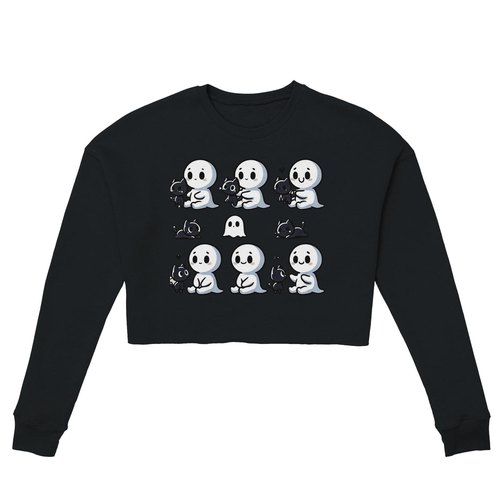 Boo Bonds with Kitten Women's Cropped Sweatshirt - DazeRoom