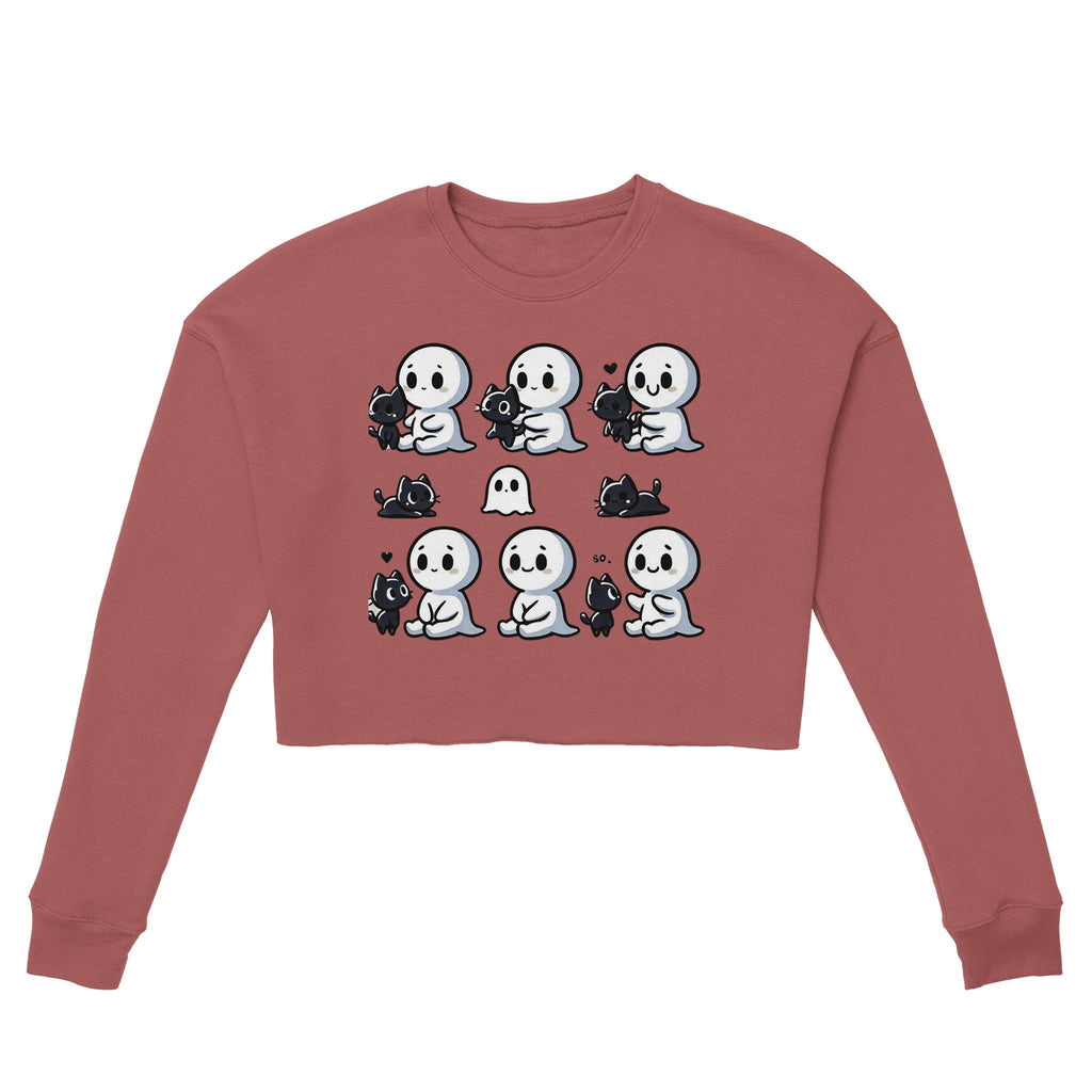 Boo Bonds with Kitten Women's Cropped Sweatshirt - DazeRoom