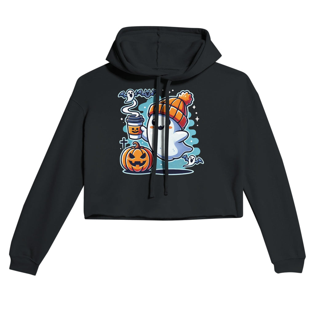 Boo Coffee & Beanie Women's Cropped Hoodie - DazeRoom