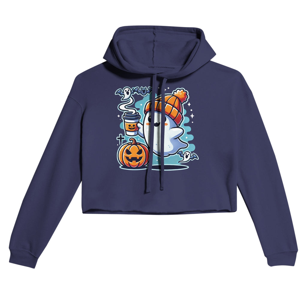 Boo Coffee & Beanie Women's Cropped Hoodie - DazeRoom