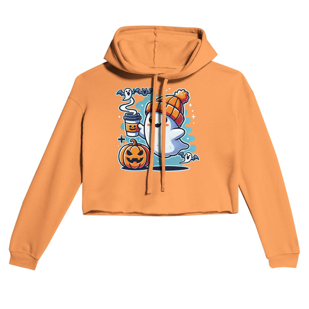 Boo Coffee & Beanie Women's Cropped Hoodie - DazeRoom