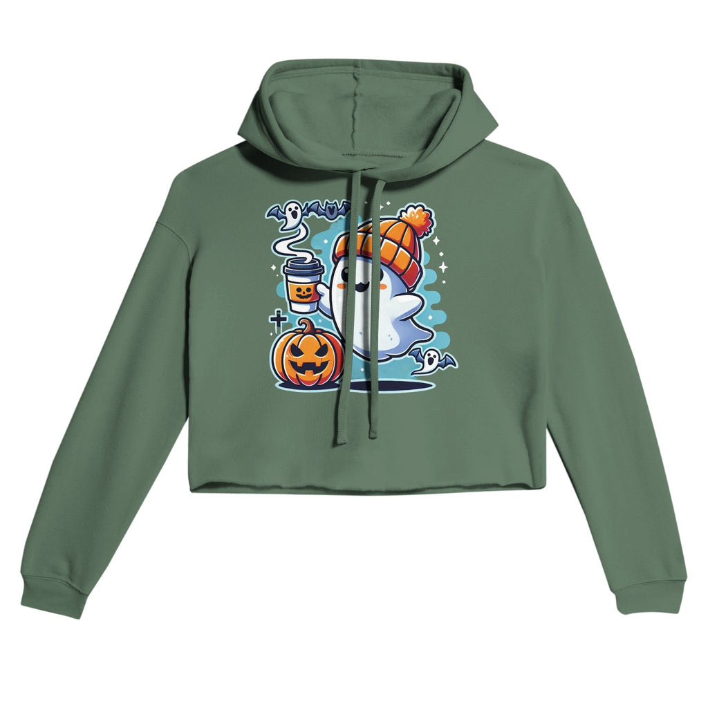 Boo Coffee & Beanie Women's Cropped Hoodie - DazeRoom