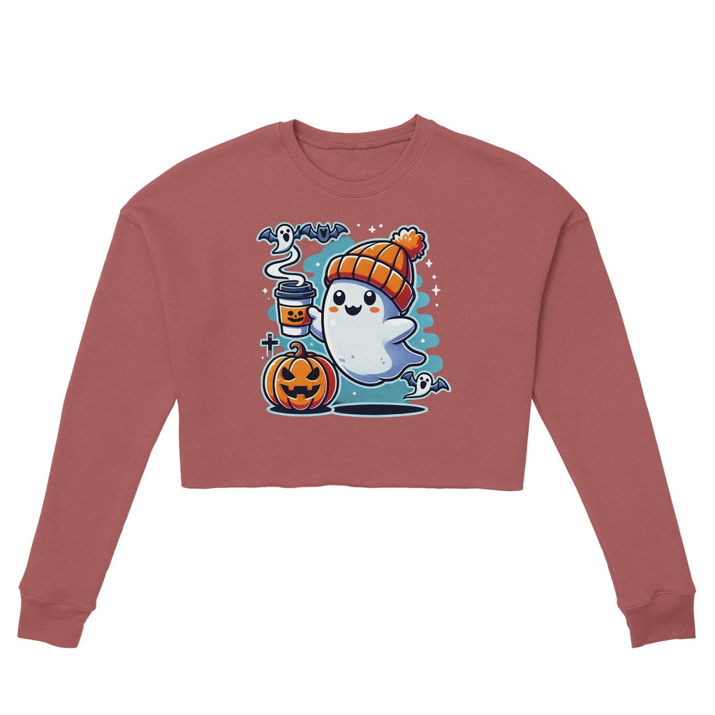 Boo Coffee & Beanie Women's Cropped Sweatshirt - DazeRoom