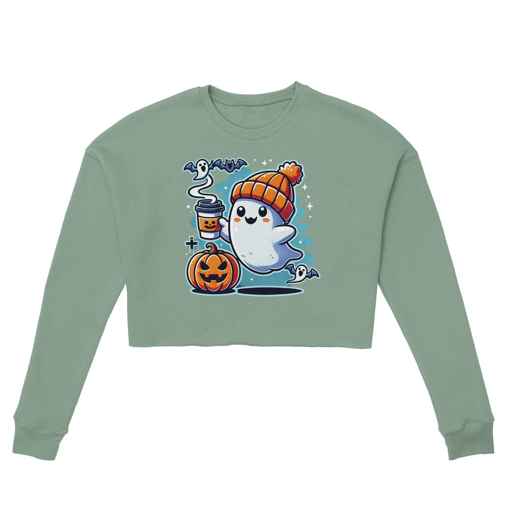 Boo Coffee & Beanie Women's Cropped Sweatshirt - DazeRoom