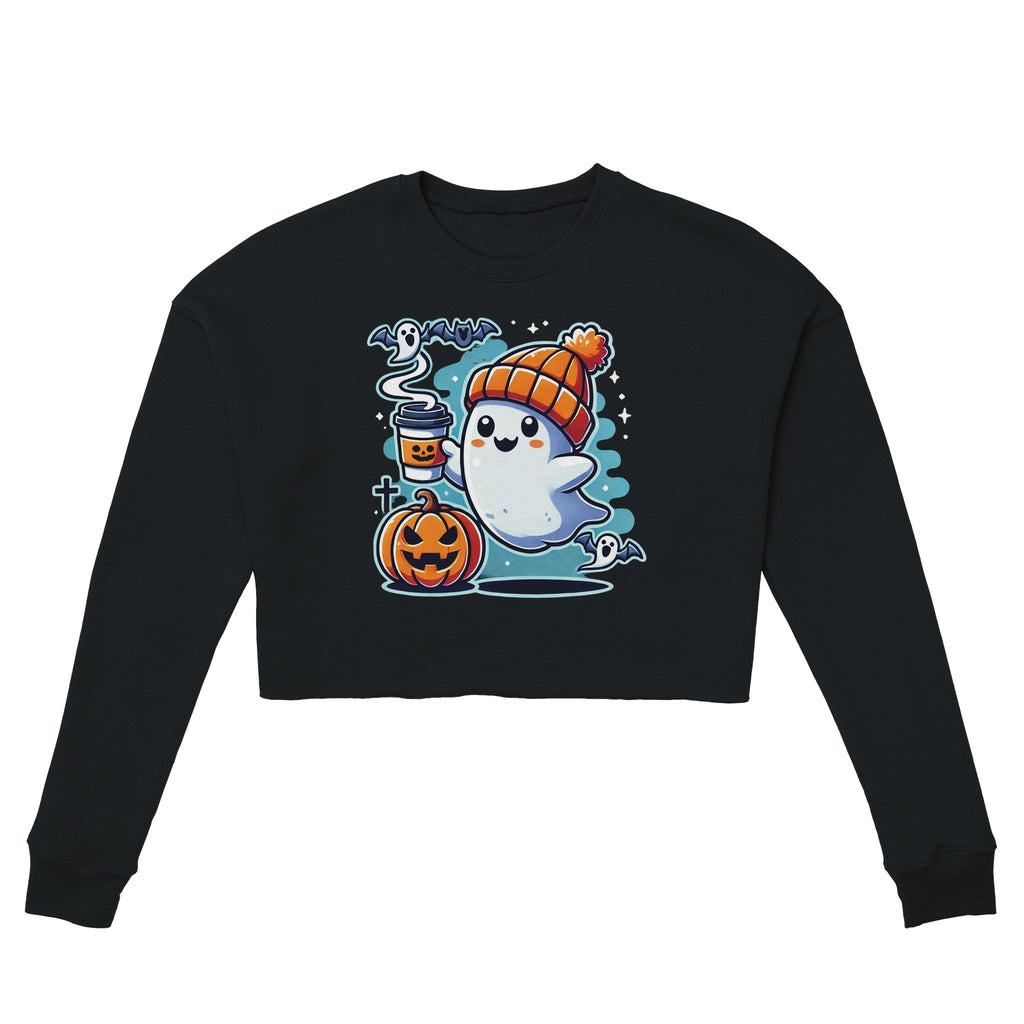 Boo Coffee & Beanie Women's Cropped Sweatshirt - DazeRoom