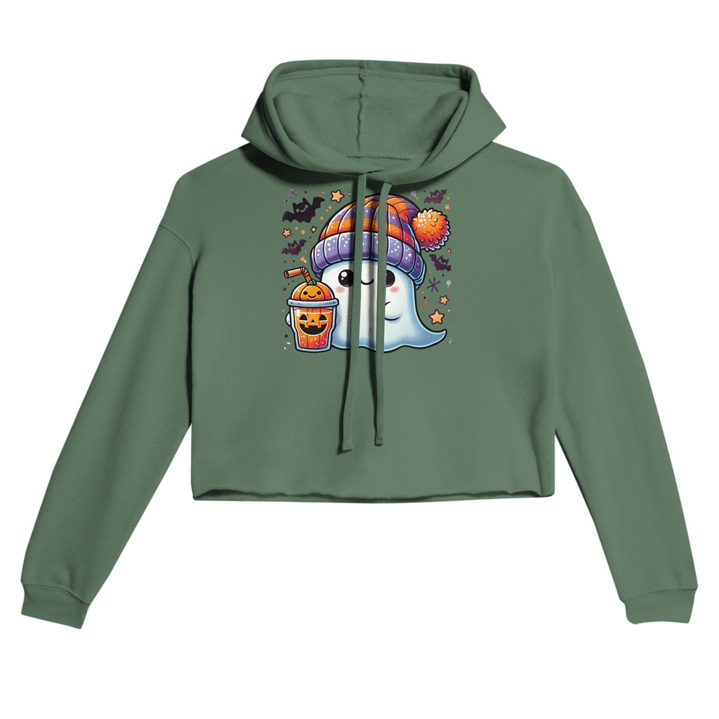 Boo Drink & Beanie Women's Cropped Hoodie - DazeRoom