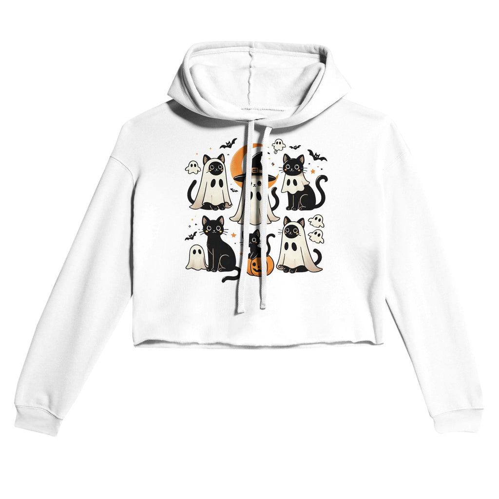 Cats Ghost Costumes Women's Cropped Hoodie - DazeRoom