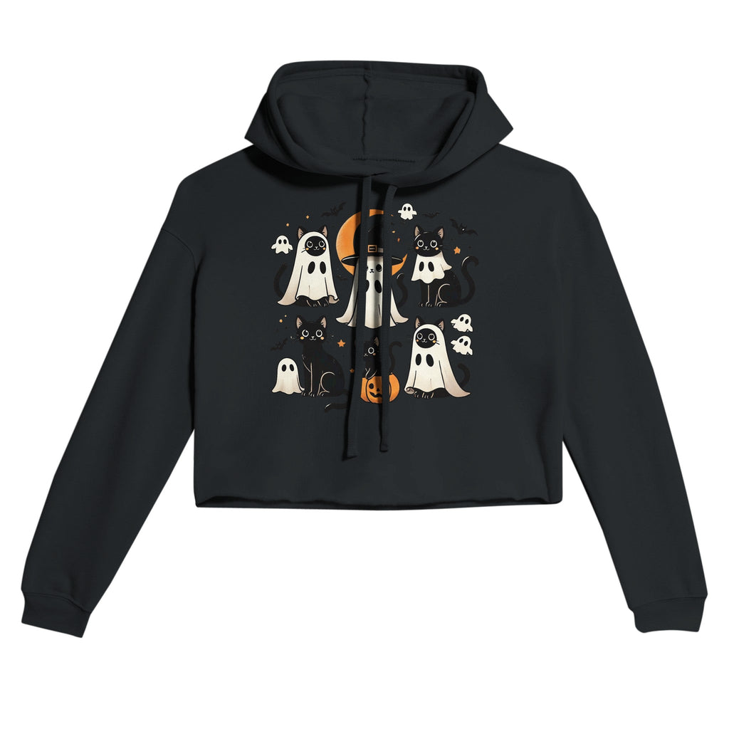 Cats Ghost Costumes Women's Cropped Hoodie - DazeRoom