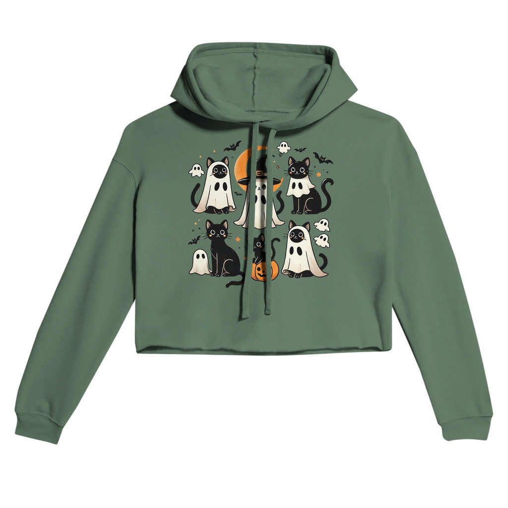 Cats Ghost Costumes Women's Cropped Hoodie - DazeRoom