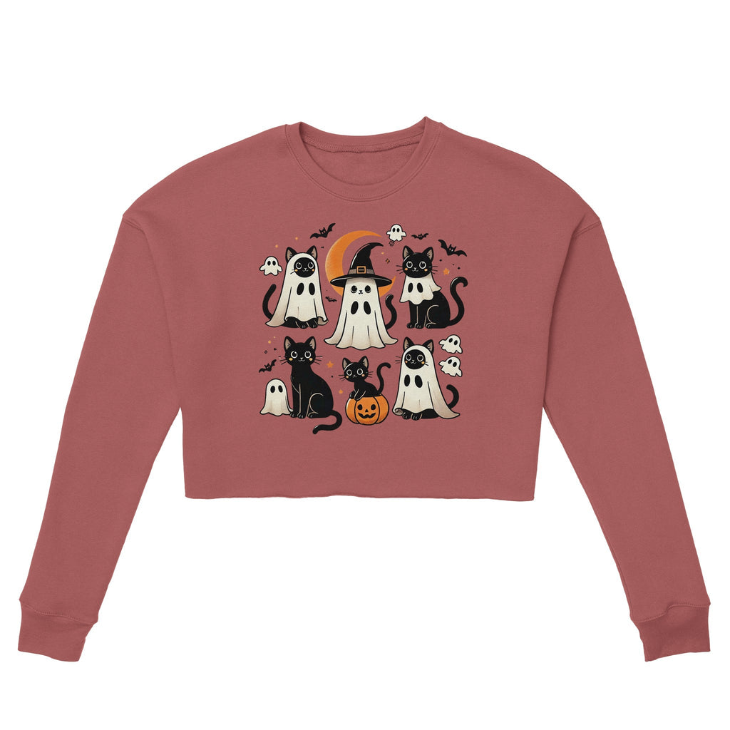 Cats Ghost Costumes Women's Cropped Sweatshirt - DazeRoom