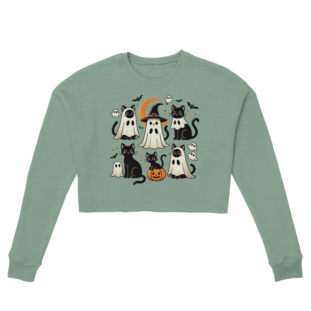 Cats Ghost Costumes Women's Cropped Sweatshirt - DazeRoom