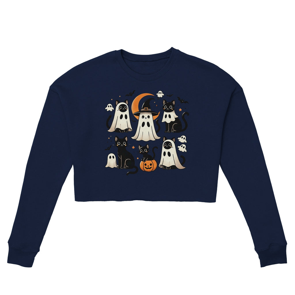 Cats Ghost Costumes Women's Cropped Sweatshirt - DazeRoom