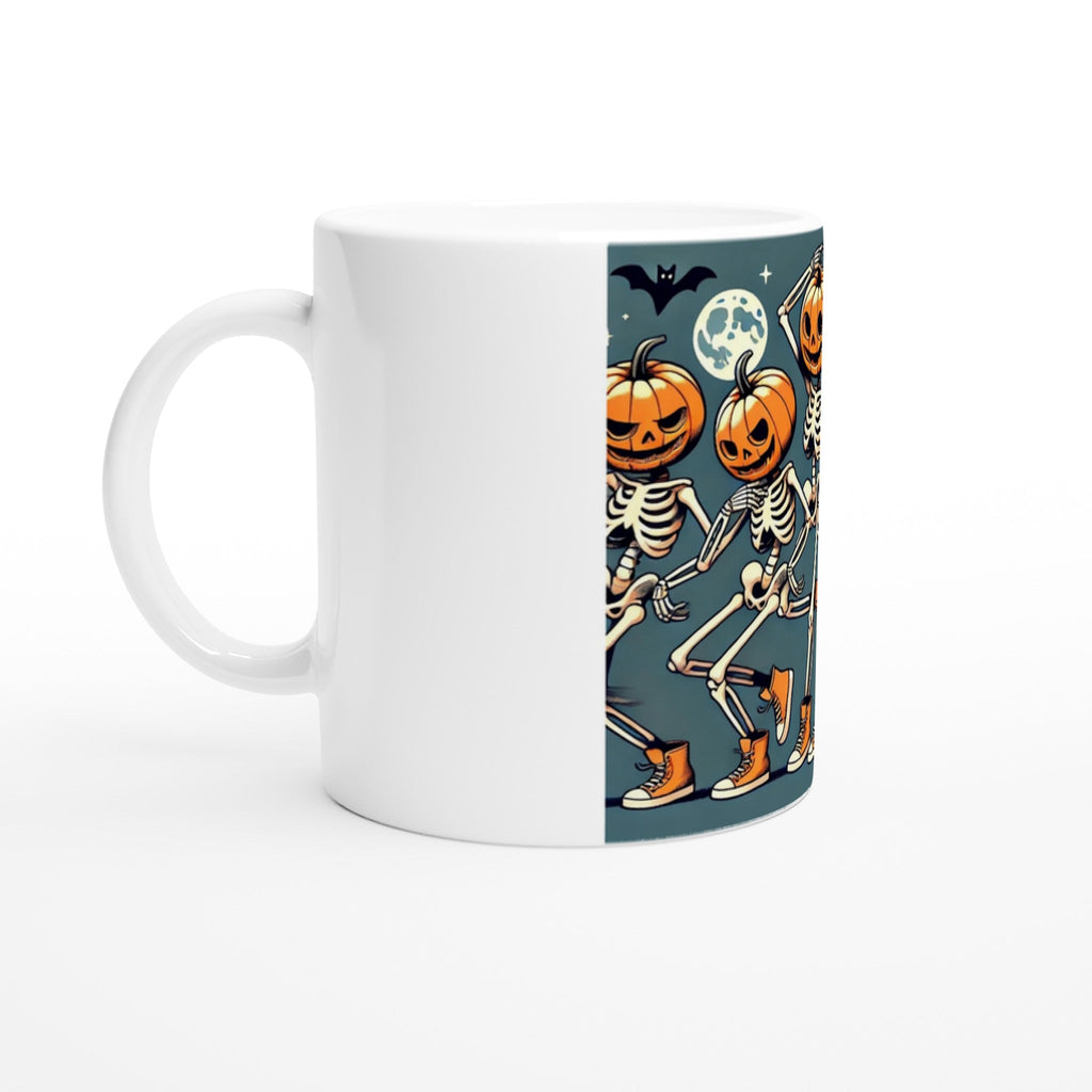 Dancing Pumpkin Heads White 11oz Ceramic Mug - DazeRoom