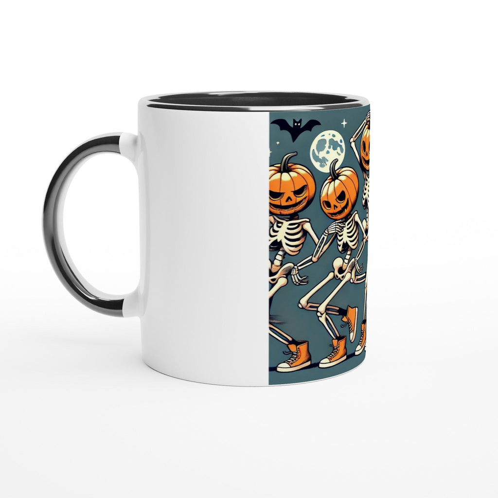 Dancing Pumpkin Heads White 11oz Ceramic Mug with Color Inside - DazeRoom