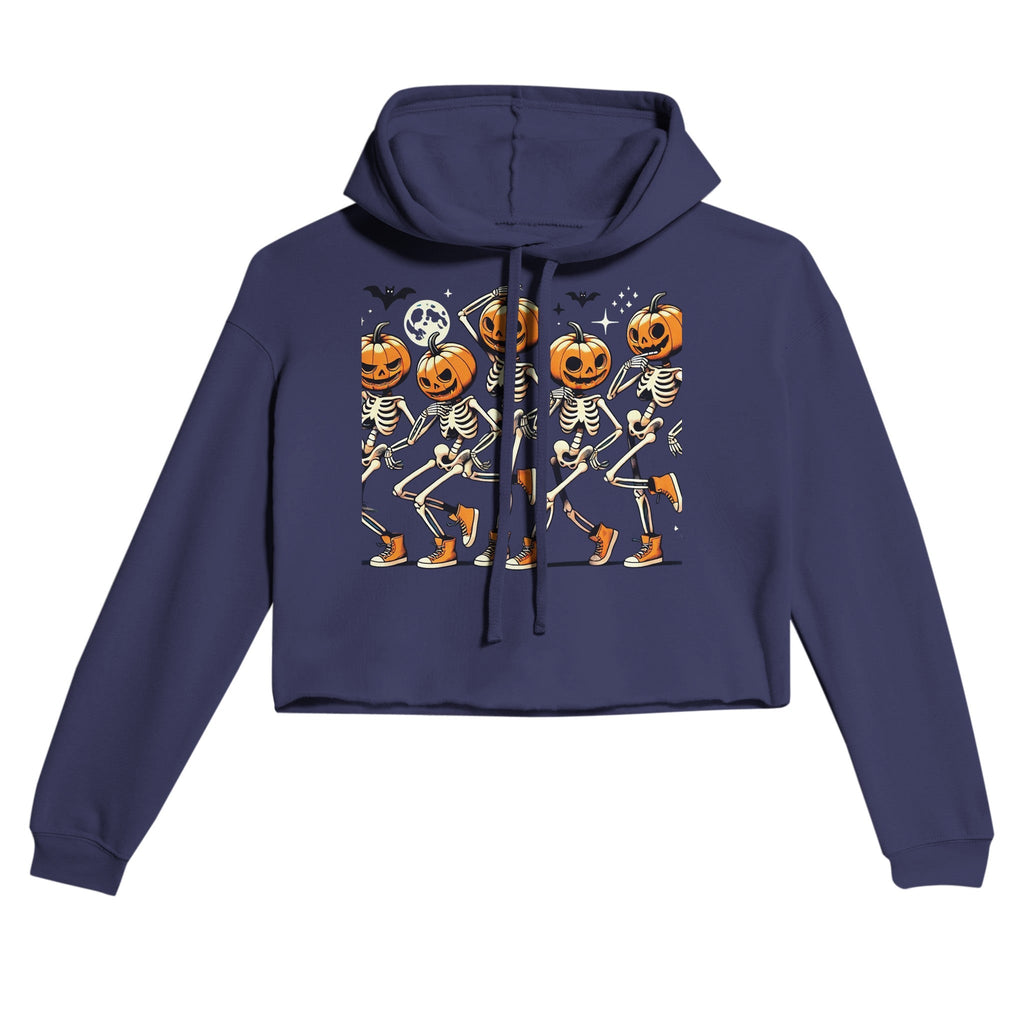 Dancing Pumpkin Heads Women's Cropped Hoodie - DazeRoom