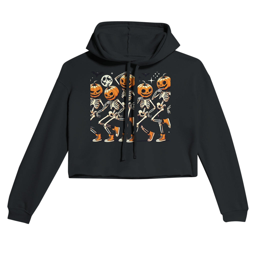 Dancing Pumpkin Heads Women's Cropped Hoodie - DazeRoom