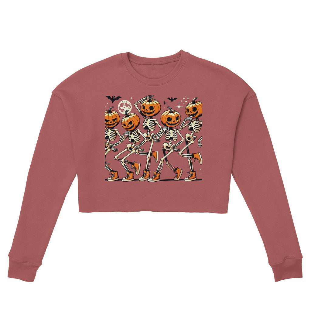 Dancing Pumpkin Heads Women's Cropped Sweatshirt - DazeRoom