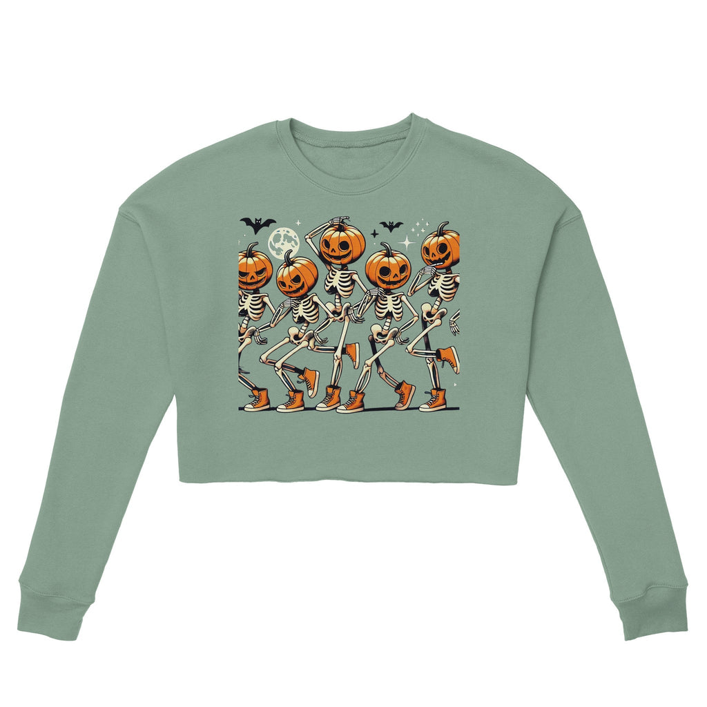 Dancing Pumpkin Heads Women's Cropped Sweatshirt - DazeRoom