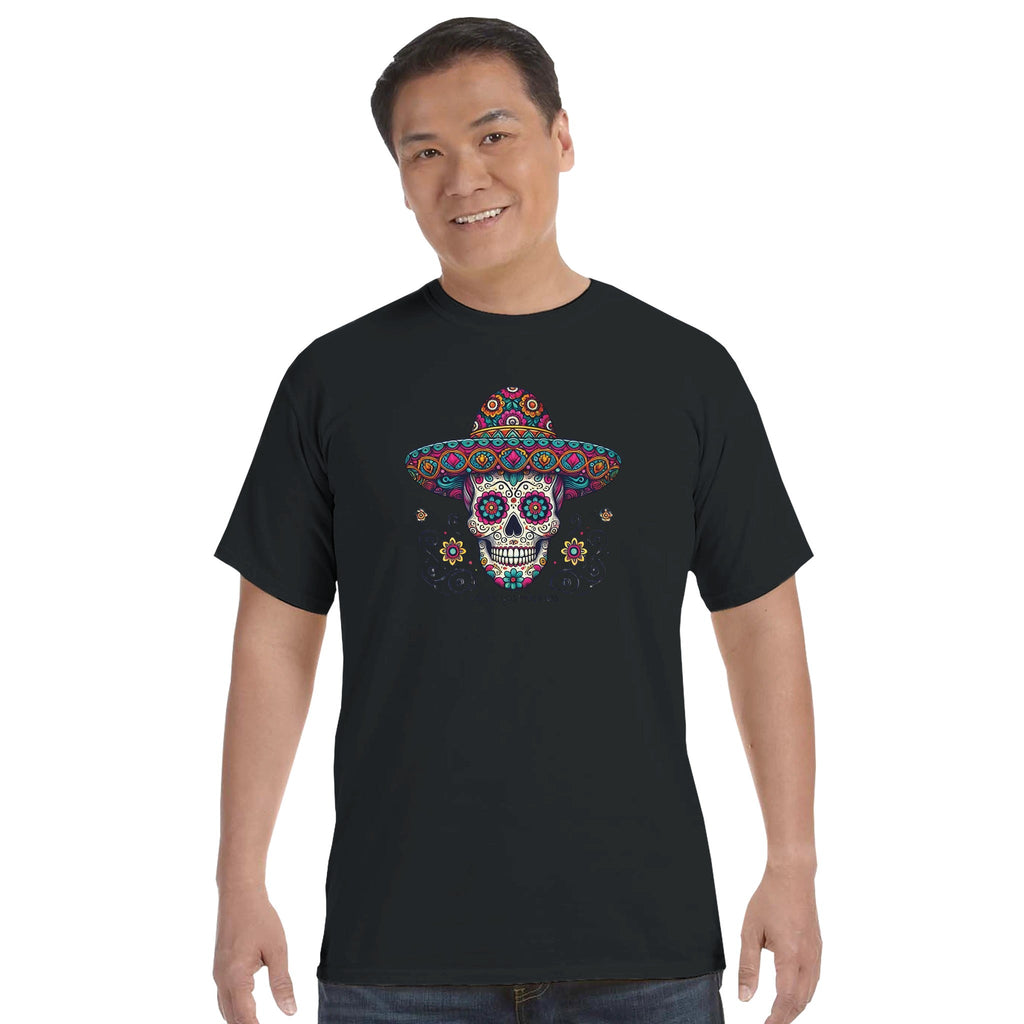 Dia De Los Muertos Sombrero Men's Heavyweight Crewneck T-Shirt | Comfort Colors C1717 - DazeRoom