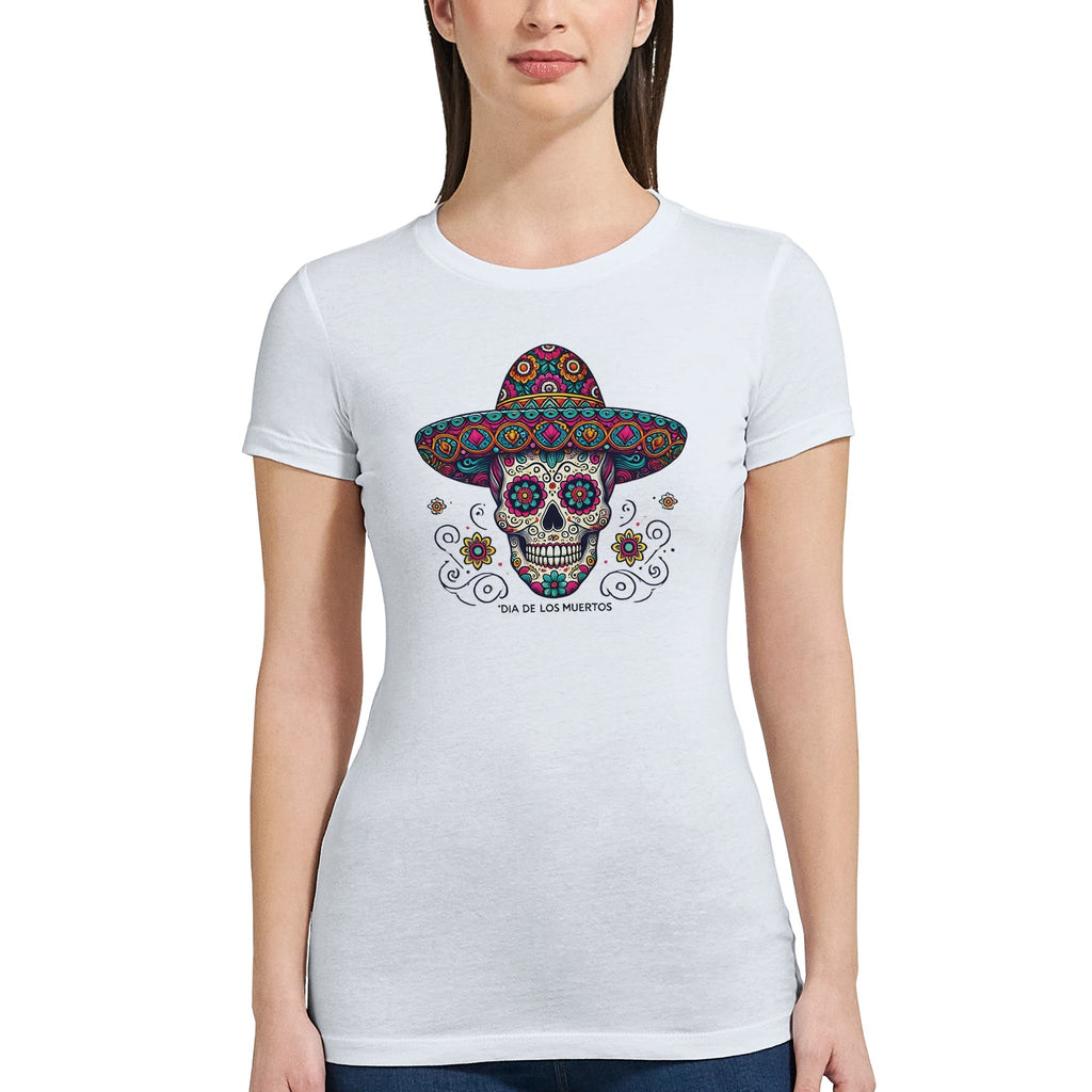 Dia De Los Muertos Sombrero Premium Womens Crewneck T-shirt | Bella + Canvas 6004 - DazeRoom