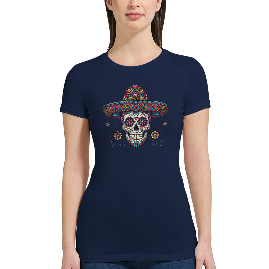 Dia De Los Muertos Sombrero Premium Womens Crewneck T-shirt | Bella + Canvas 6004 - DazeRoom