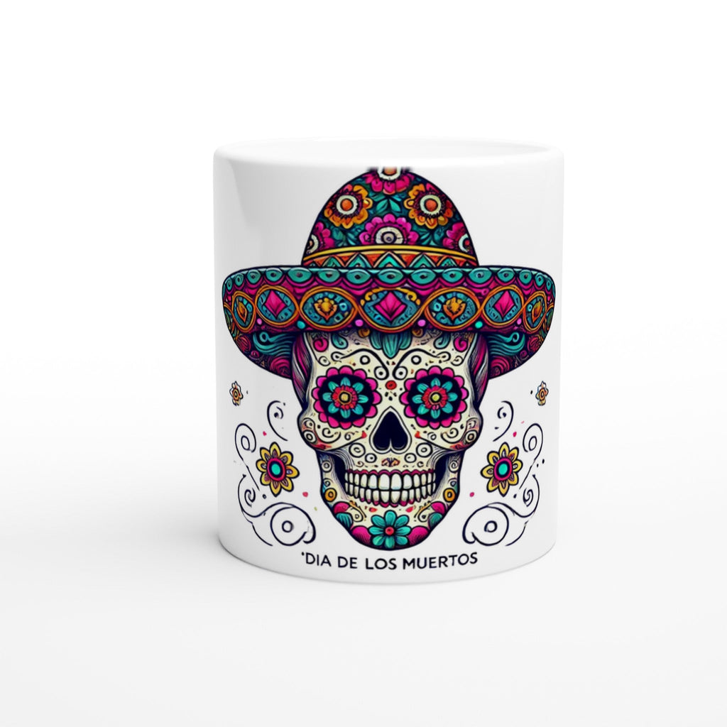 Dia De Los Muertos Sombrero White 11oz Ceramic Mug - DazeRoom