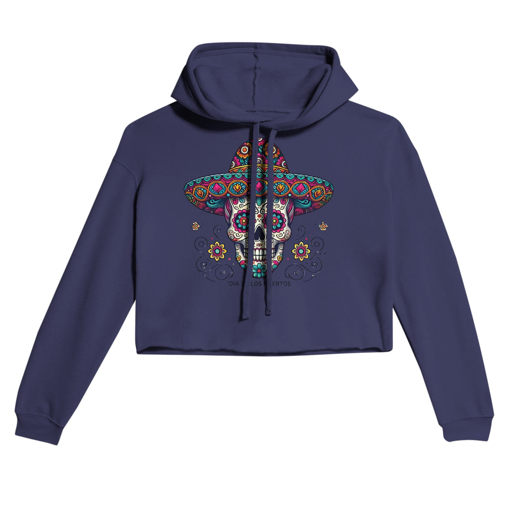 Dia De Los Muertos Sombrero Women's Cropped Hoodie | Bella + Canvas 7502 - DazeRoom