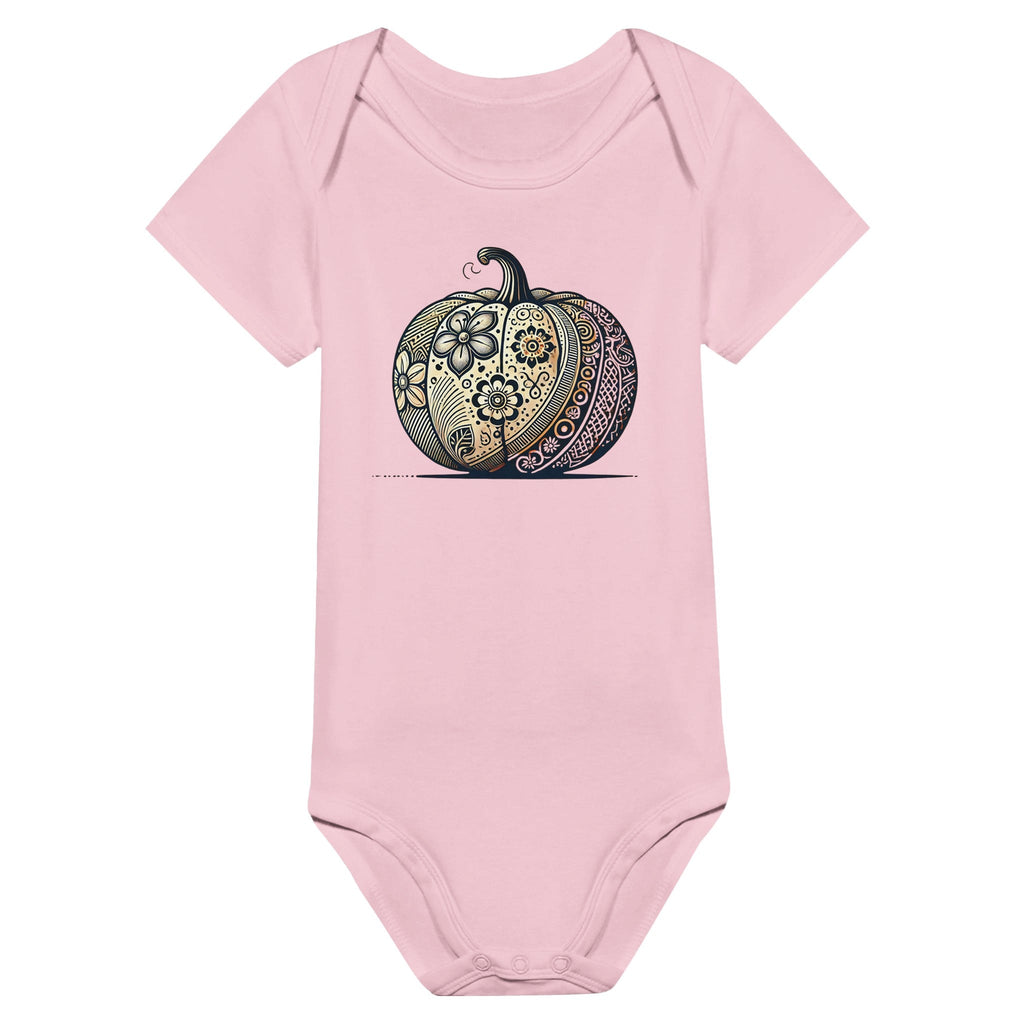 Floral Pumpkin Classic Baby Short Sleeve Bodysuit - DazeRoom