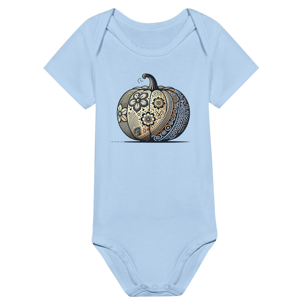 Floral Pumpkin Classic Baby Short Sleeve Bodysuit - DazeRoom