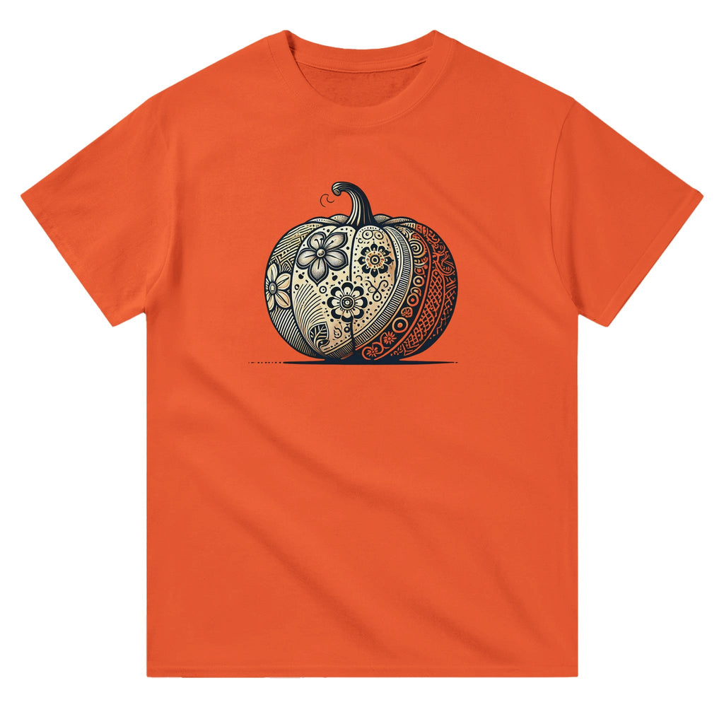 Floral Pumpkin Heavyweight Unisex Crewneck T-shirt - DazeRoom