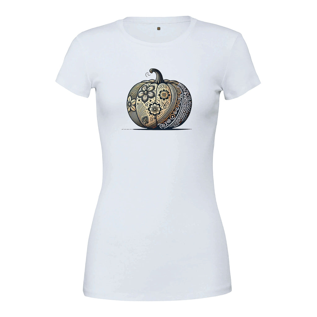 Floral Pumpkin Premium Womens Crewneck T-shirt - DazeRoom