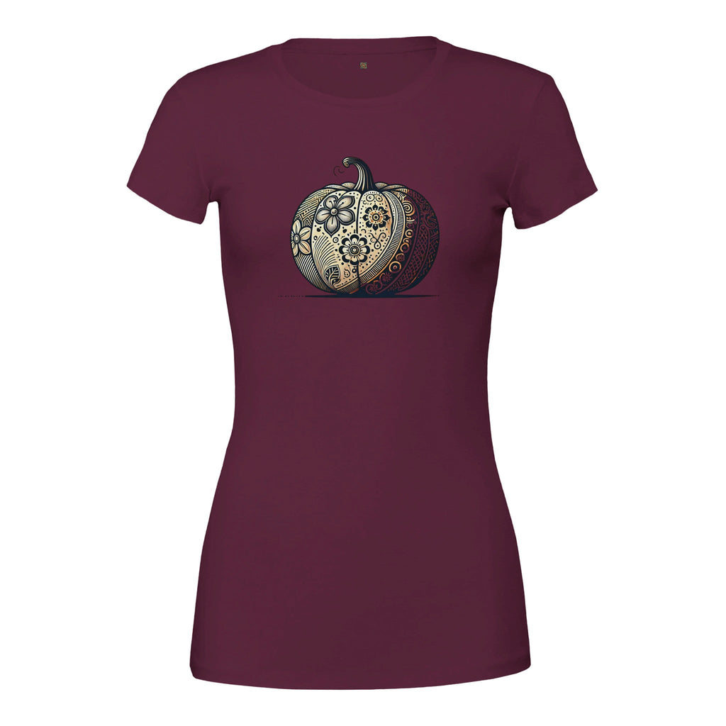 Floral Pumpkin Premium Womens Crewneck T-shirt - DazeRoom