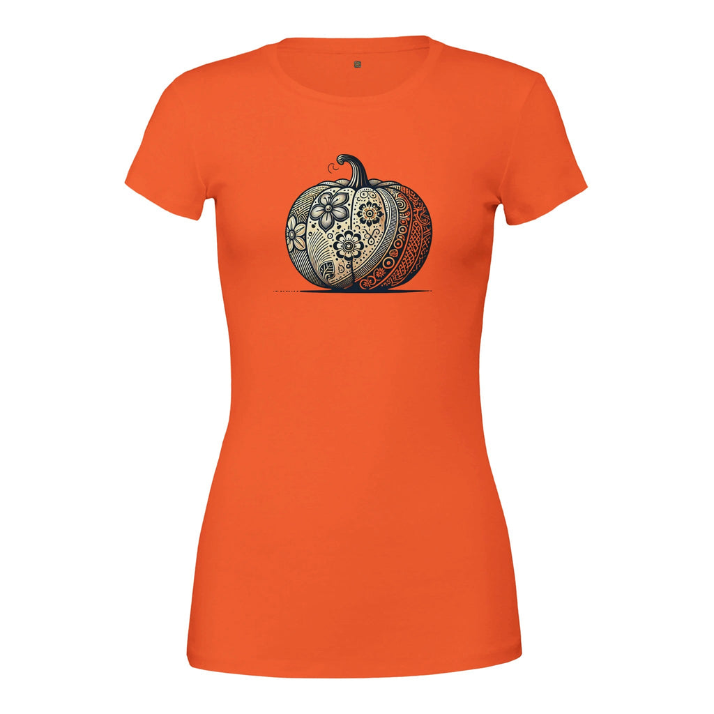 Floral Pumpkin Premium Womens Crewneck T-shirt - DazeRoom