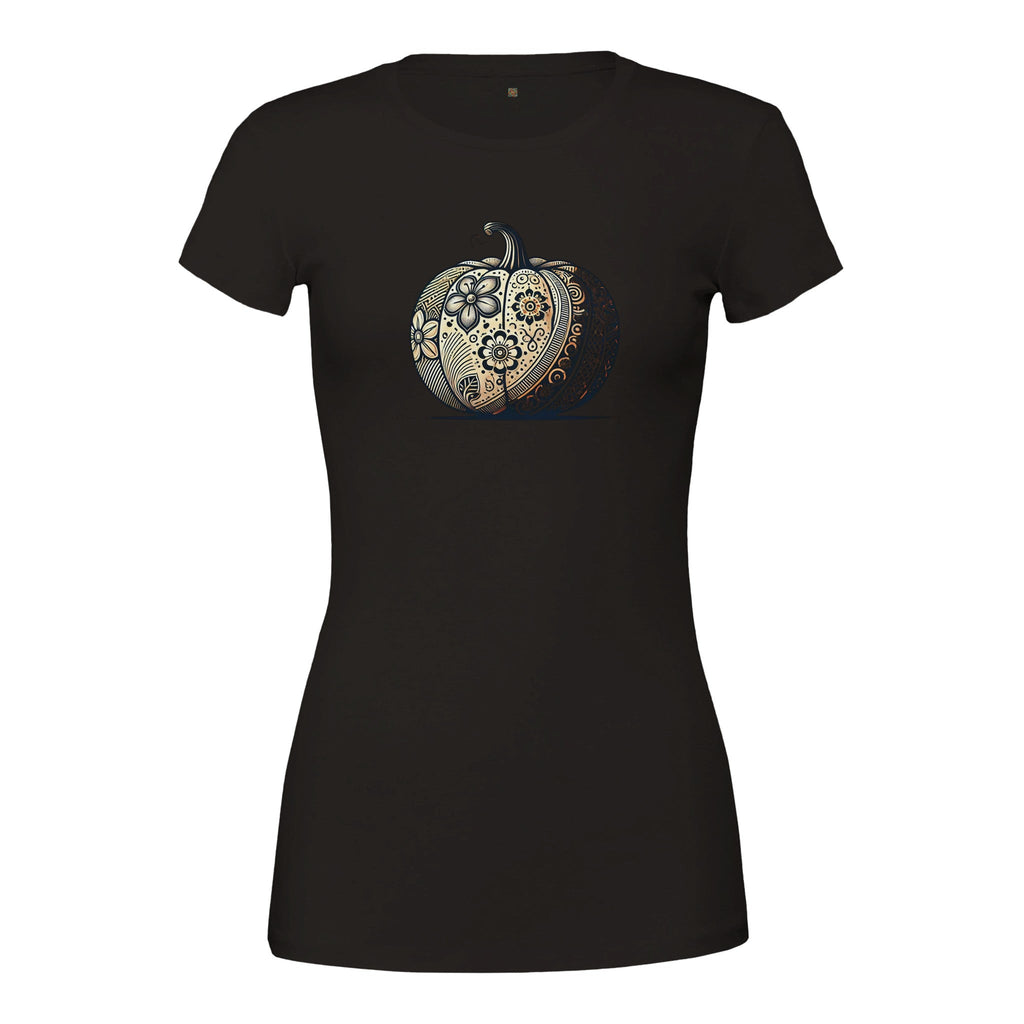 Floral Pumpkin Premium Womens Crewneck T-shirt - DazeRoom