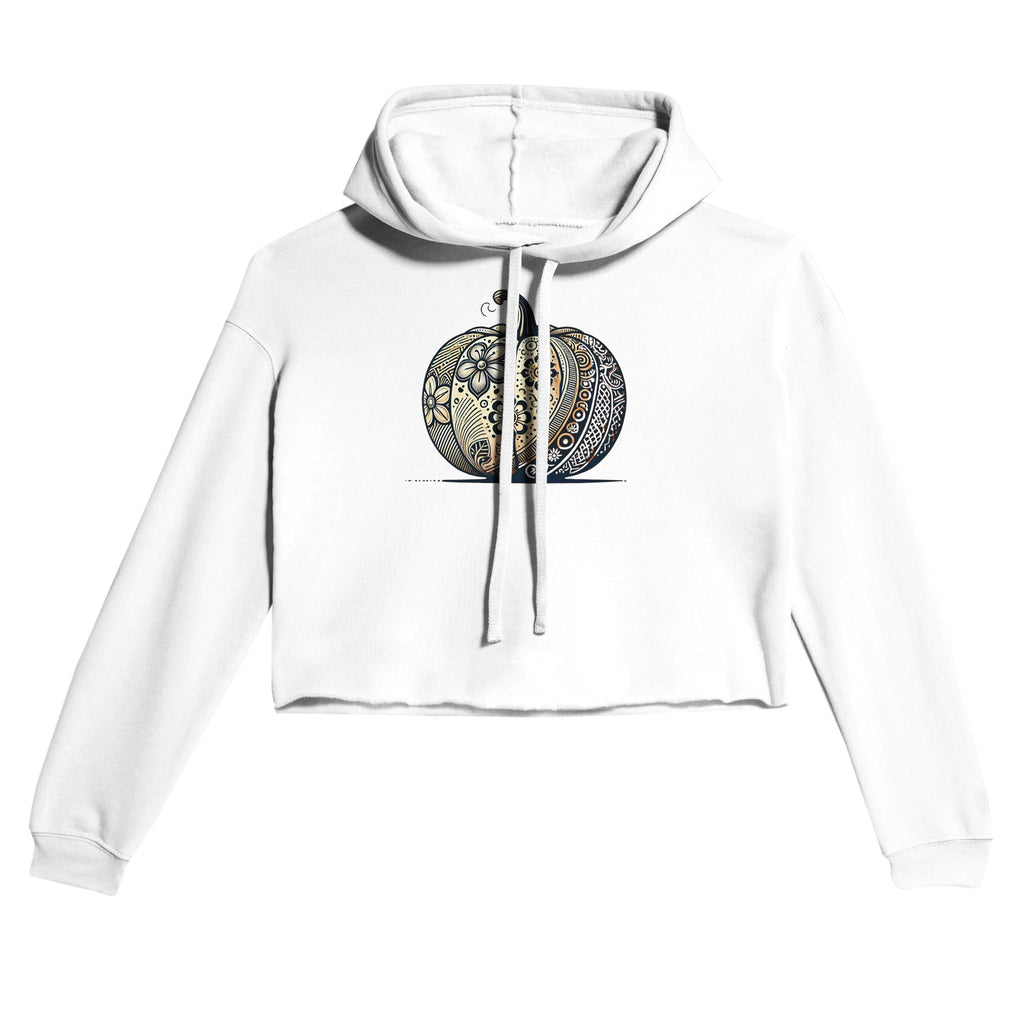 Floral Pumpkin Women's Cropped Hoodie - DazeRoom