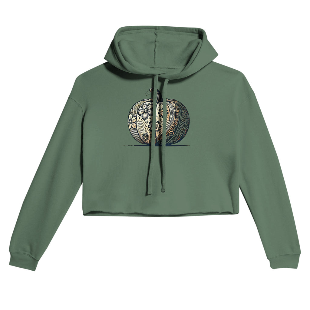 Floral Pumpkin Women's Cropped Hoodie - DazeRoom