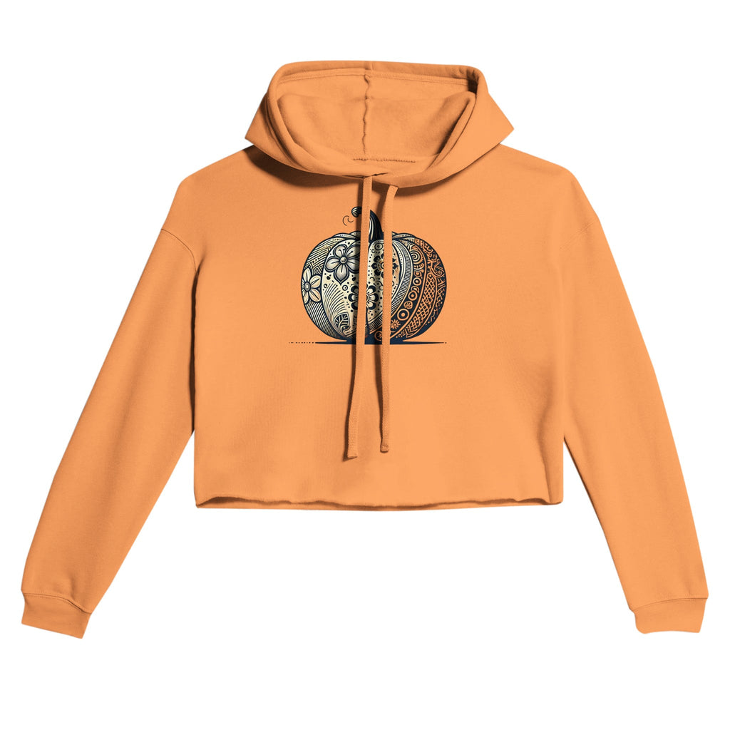 Floral Pumpkin Women's Cropped Hoodie - DazeRoom