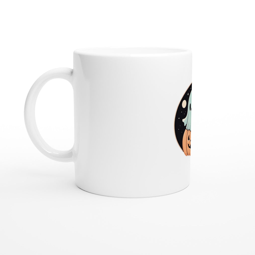 Ghost Pumpkin Retro Vice Edition White 11oz Ceramic Mug - DazeRoom