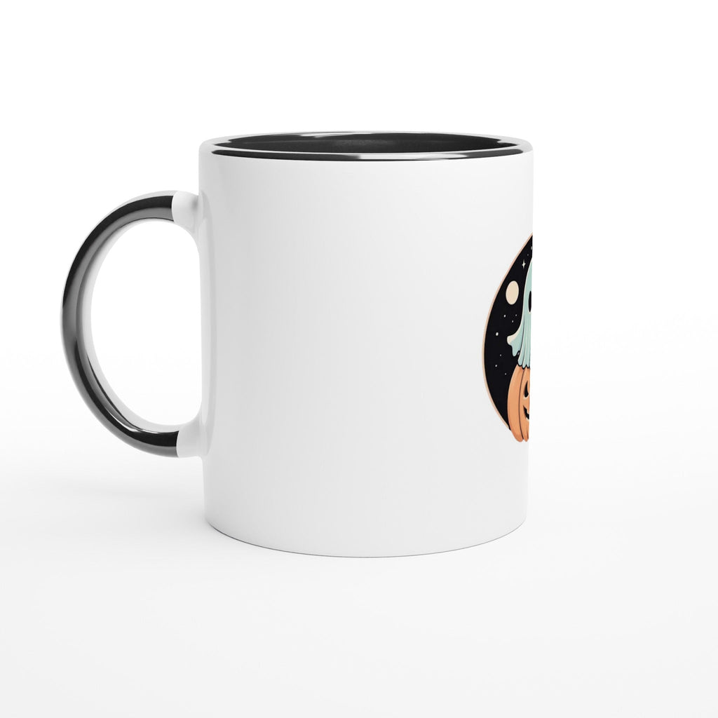 Ghost Pumpkin Retro Vice Edition White 11oz Ceramic Mug with Color Inside - DazeRoom