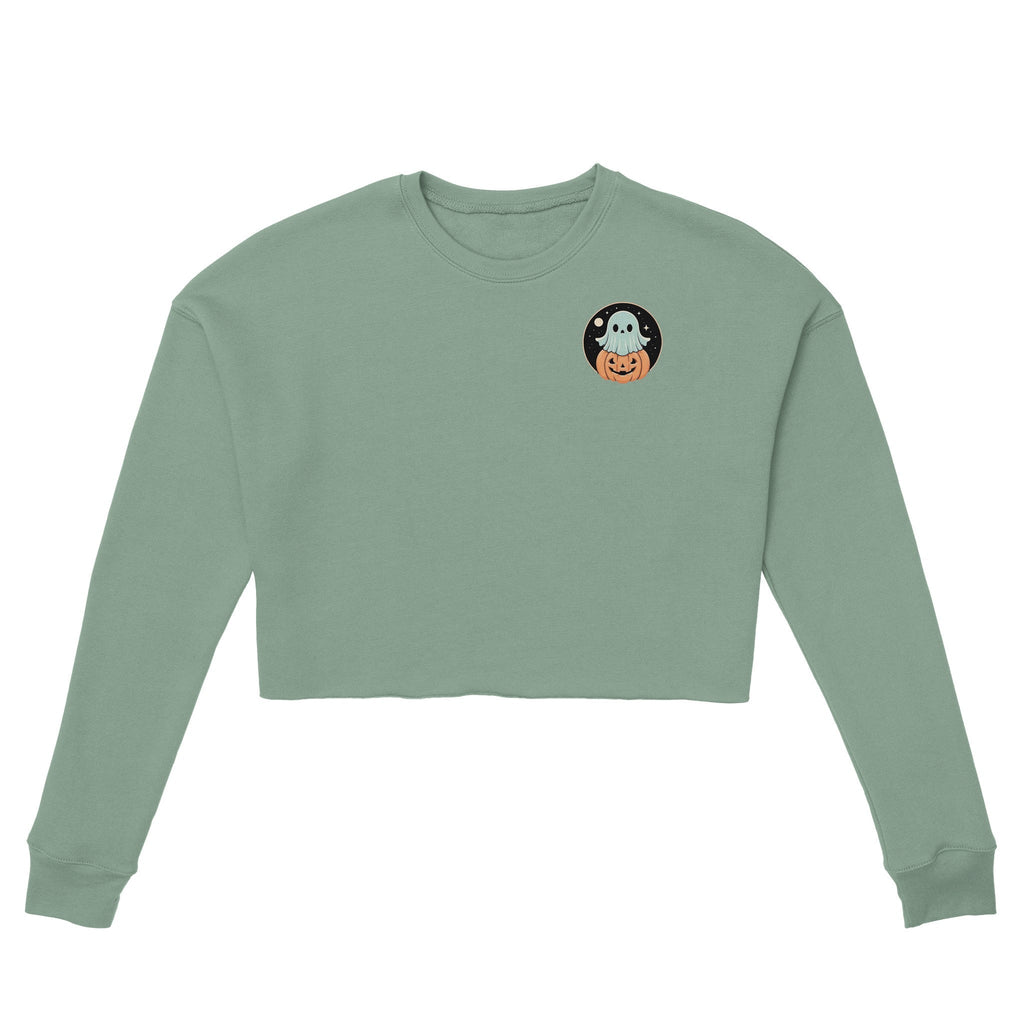 Ghost Pumpkin Retro Vice Edition Women's Cropped Sweatshirt | Bella + Canvas 7503 - DazeRoom